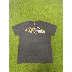 NFL Team Apparel Baltimore Ravens Mens Large Gray Heather Graphic T-Shirt